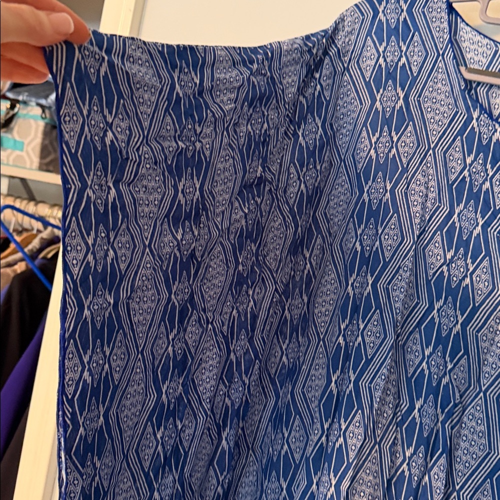 Bali Queen Blue Printed caftan cover up one size NWT - Picture 2 of 4